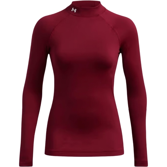 Under Armour ColdGear Authentics Maroon Mock Neck Long-Sleeve Top -- Size L - Picture 3 of 4